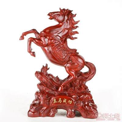 聯(lián)友廠家直銷樹脂工藝品 立馬成功仿木紋招財擺件，高級開業(yè)禮品之選
